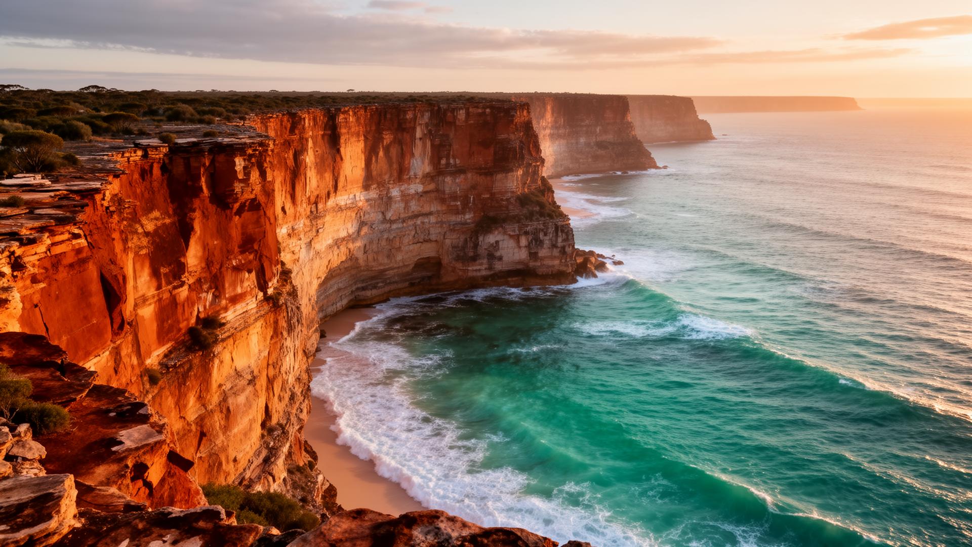 Western Australia coastal cliffs at golden hour